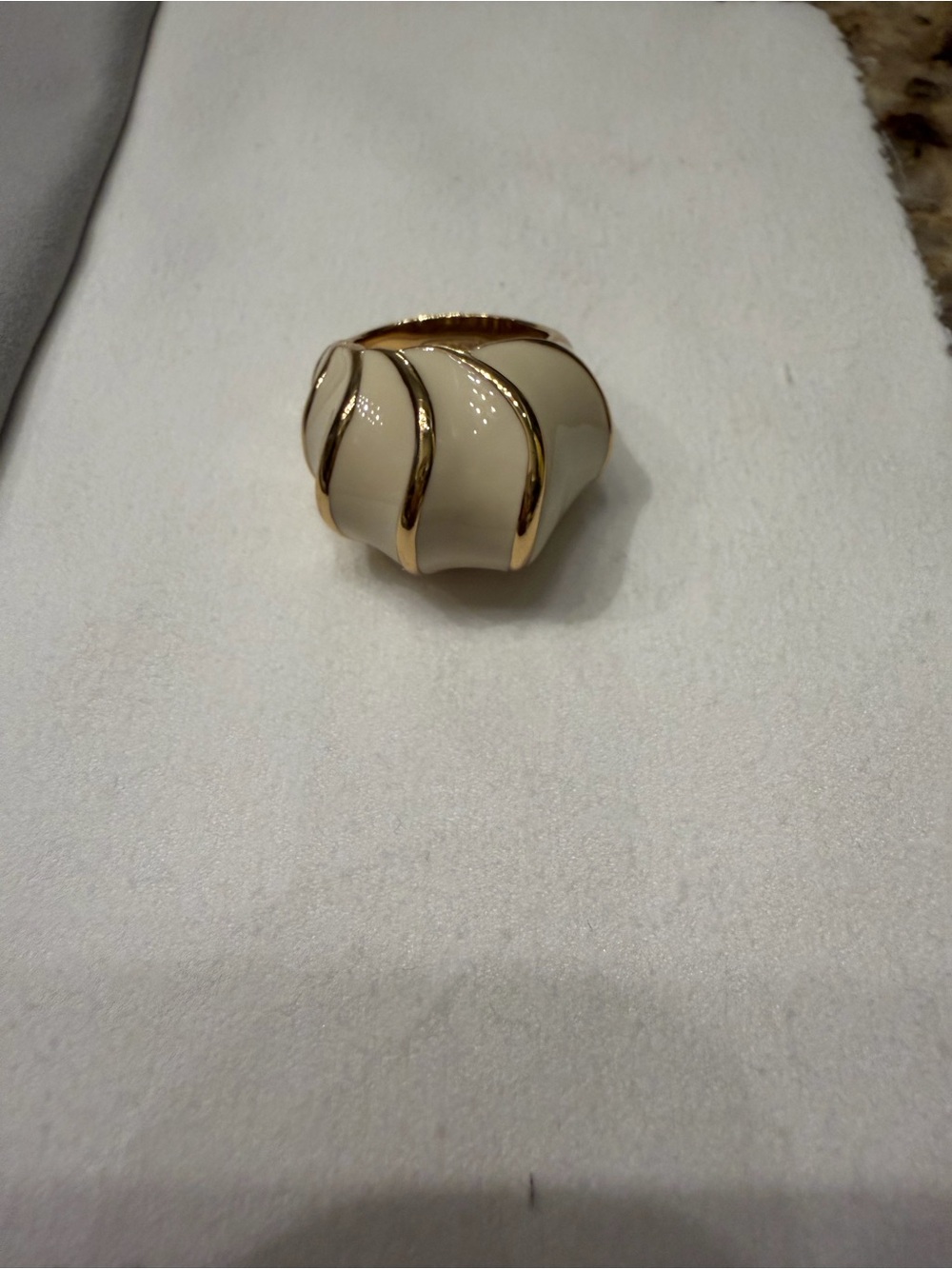Coach Cream and Gold Sculpted Dome Ring